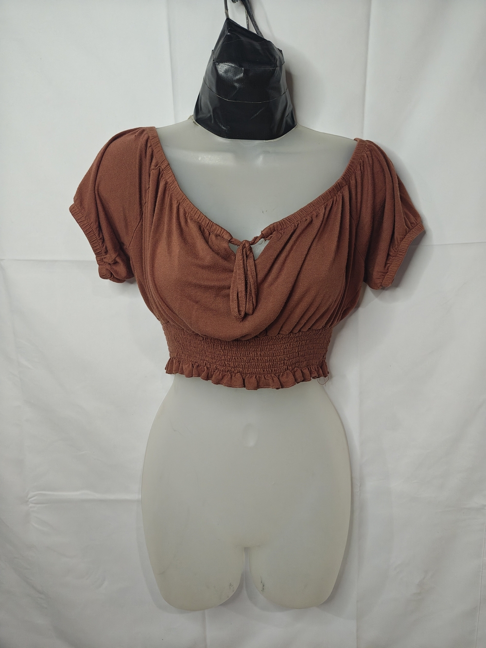 Cotton On Women’s Cropped Tie-Front Top in Rust